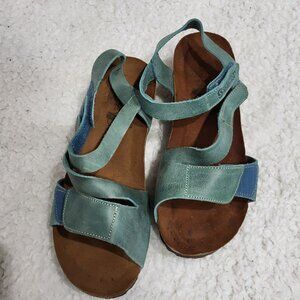 SABATINI 4013 Jeans leather comfort sandals  color green   size EU 37  US 6.5